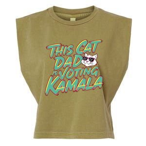 Cat Dad Voting Kamala Harris For President 2024 Vote Blue Garment-Dyed Women's Muscle Tee