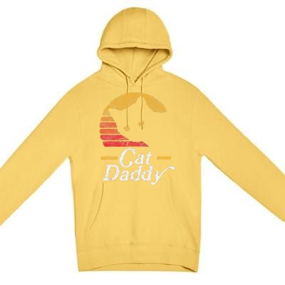 Cat Daddy Vintage Eighties Style Cat Retro Distressed Premium Pullover Hoodie