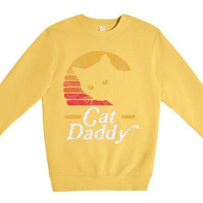 Cat Daddy Vintage Eighties Style Cat Retro Distressed Premium Crewneck Sweatshirt