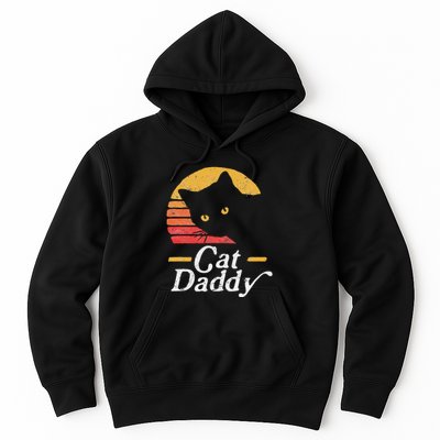 Cat Daddy Vintage Eighties Style Cat Retro Distressed Hoodie