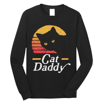 Cat Daddy Vintage Eighties Style Cat Retro Distressed Long Sleeve Shirt