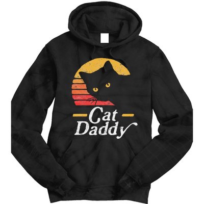 Cat Daddy Vintage Eighties Style Cat Retro Distressed Tie Dye Hoodie