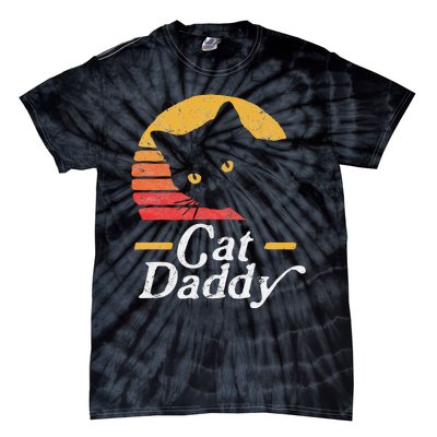 Cat Daddy Vintage Eighties Style Cat Retro Distressed Tie-Dye T-Shirt