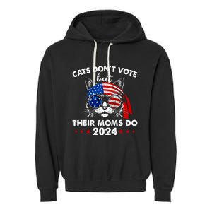 Cats DonT Vote But Their Moms Do Us Flag 2024 Election Garment-Dyed Fleece Hoodie