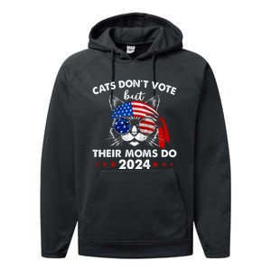 Cats DonT Vote But Their Moms Do Us Flag 2024 Election Performance Fleece Hoodie