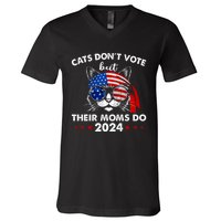 Cats DonT Vote But Their Moms Do Us Flag 2024 Election V-Neck T-Shirt