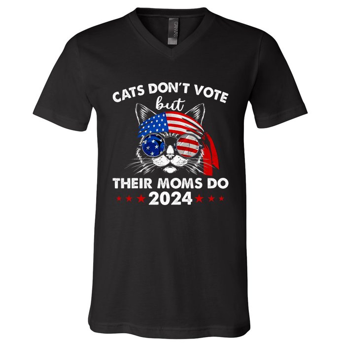 Cats DonT Vote But Their Moms Do Us Flag 2024 Election V-Neck T-Shirt