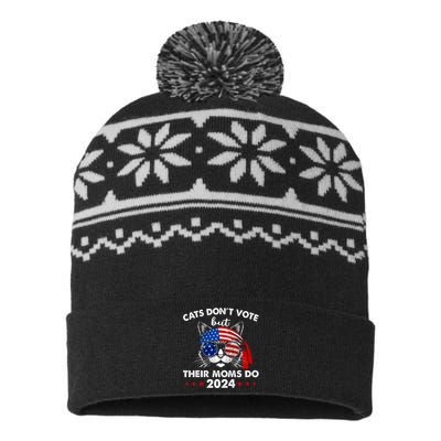 Cats DonT Vote But Their Moms Do Us Flag 2024 Election USA-Made Snowflake Beanie