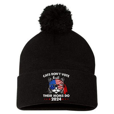 Cats DonT Vote But Their Moms Do Us Flag 2024 Election Pom Pom 12in Knit Beanie