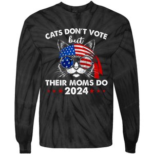 Cats DonT Vote But Their Moms Do Us Flag 2024 Election Tie-Dye Long Sleeve Shirt