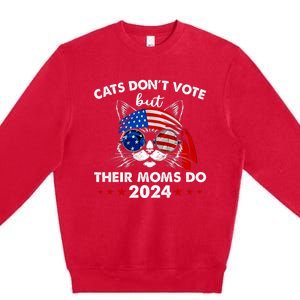 Cats DonT Vote But Their Moms Do Us Flag 2024 Election Premium Crewneck Sweatshirt