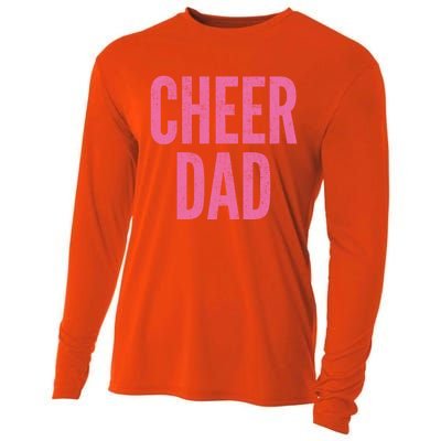 Cheer Dad Vintage Retro Cheerleading Matching Parents Pink Gift Cooling Performance Long Sleeve Crew