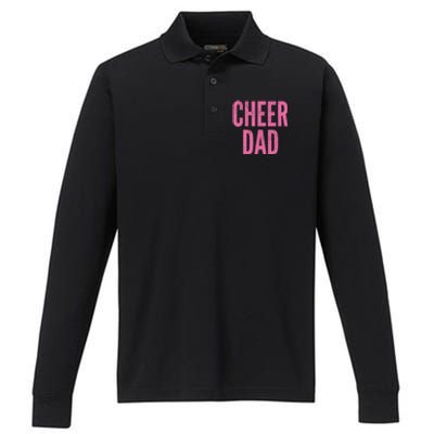 Cheer Dad Vintage Retro Cheerleading Matching Parents Pink Gift Performance Long Sleeve Polo