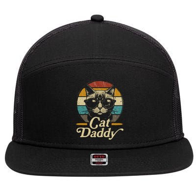 Cat Daddy Vintage 80s Style Cat Retro Sunglasses 7 Panel Mesh Trucker Snapback Hat