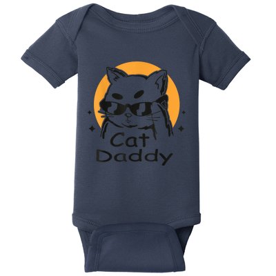 Cat Daddy Vintage Eighties Style Cat Retro Distressed Baby Bodysuit