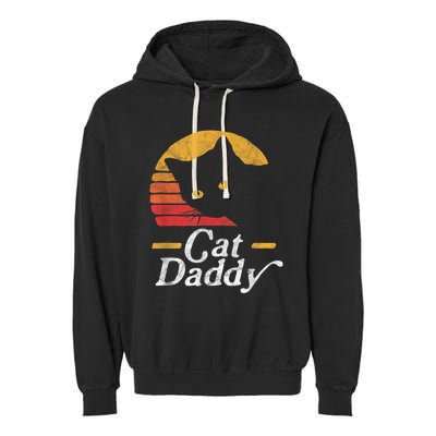 Cat Daddy Vintage Eighties Style Cat Retro Distressed Garment-Dyed Fleece Hoodie