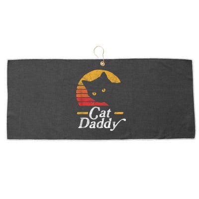 Cat Daddy Vintage Eighties Style Cat Retro Distressed Large Microfiber Waffle Golf Towel