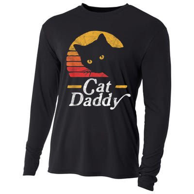 Cat Daddy Vintage Eighties Style Cat Retro Distressed Cooling Performance Long Sleeve Crew