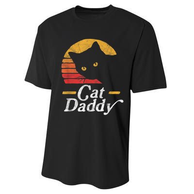 Cat Daddy Vintage Eighties Style Cat Retro Distressed Performance Sprint T-Shirt