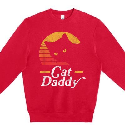 Cat Daddy Vintage Eighties Style Cat Retro Distressed Premium Crewneck Sweatshirt