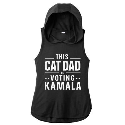 Cat Dad Voting For Kamala President Harris 2024 Vote Blue Ladies PosiCharge Tri-Blend Wicking Draft Hoodie Tank