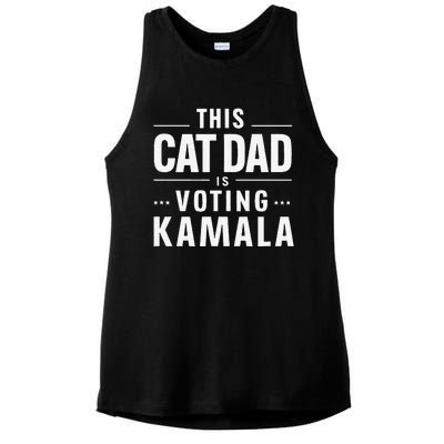 Cat Dad Voting For Kamala President Harris 2024 Vote Blue Ladies PosiCharge Tri-Blend Wicking Tank