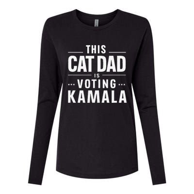 Cat Dad Voting For Kamala President Harris 2024 Vote Blue Womens Cotton Relaxed Long Sleeve T-Shirt