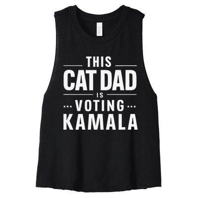 Cat Dad Voting For Kamala President Harris 2024 Vote Blue Women's Racerback Cropped Tank