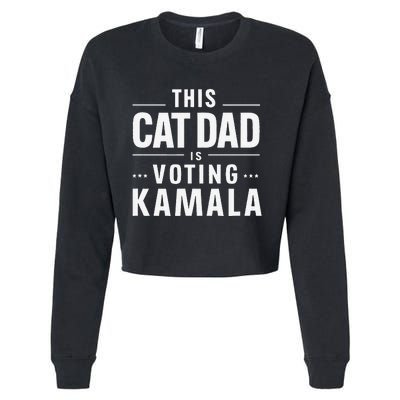 Cat Dad Voting For Kamala President Harris 2024 Vote Blue Cropped Pullover Crew