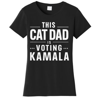 Cat Dad Voting For Kamala President Harris 2024 Vote Blue Women's T-Shirt