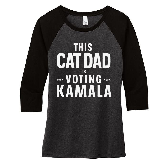 Cat Dad Voting For Kamala President Harris 2024 Vote Blue Women's Tri-Blend 3/4-Sleeve Raglan Shirt