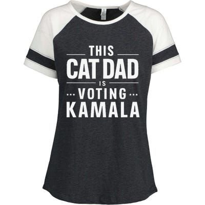 Cat Dad Voting For Kamala President Harris 2024 Vote Blue Enza Ladies Jersey Colorblock Tee