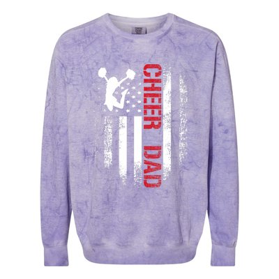 Cheer Dad Vintage American Flag Colorblast Crewneck Sweatshirt