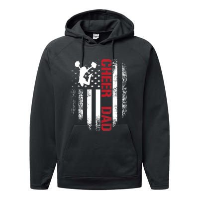 Cheer Dad Vintage American Flag Performance Fleece Hoodie