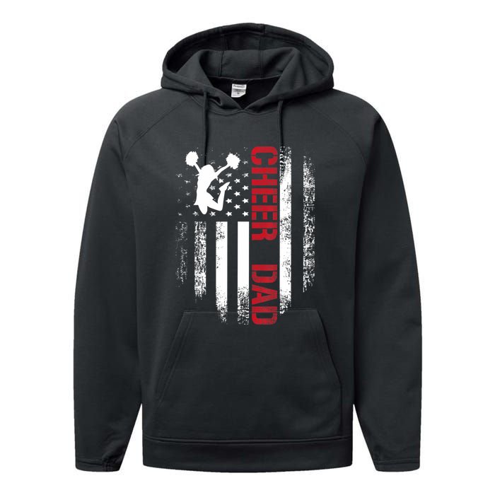 Cheer Dad Vintage American Flag Performance Fleece Hoodie