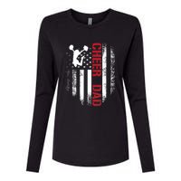 Cheer Dad Vintage American Flag Womens Cotton Relaxed Long Sleeve T-Shirt