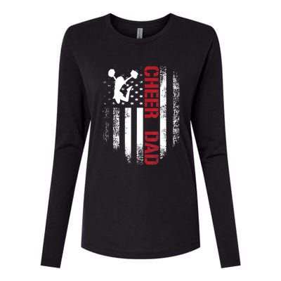 Cheer Dad Vintage American Flag Womens Cotton Relaxed Long Sleeve T-Shirt