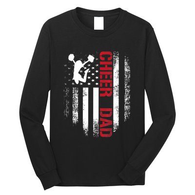 Cheer Dad Vintage American Flag Long Sleeve Shirt