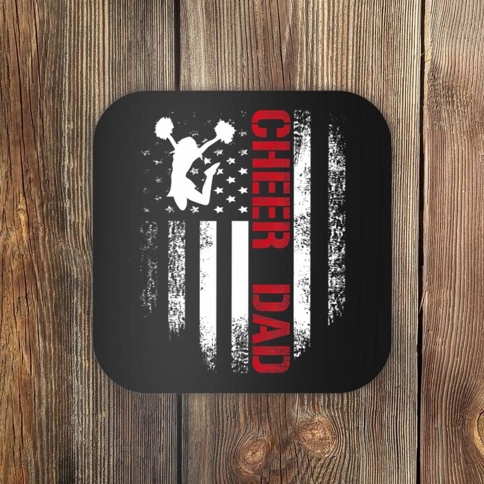 Cheer Dad Vintage American Flag Coaster