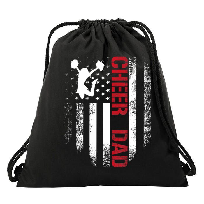 Cheer Dad Vintage American Flag Drawstring Bag