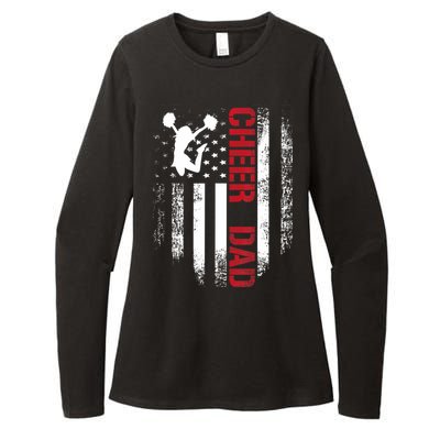 Cheer Dad Vintage American Flag Womens CVC Long Sleeve Shirt