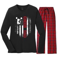 Cheer Dad Vintage American Flag Women's Long Sleeve Flannel Pajama Set 