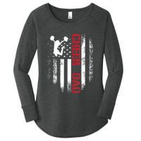 Cheer Dad Vintage American Flag Women's Perfect Tri Tunic Long Sleeve Shirt