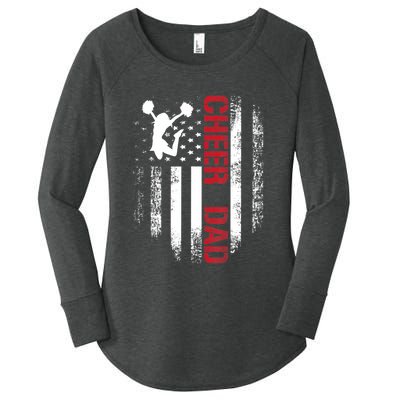 Cheer Dad Vintage American Flag Women's Perfect Tri Tunic Long Sleeve Shirt