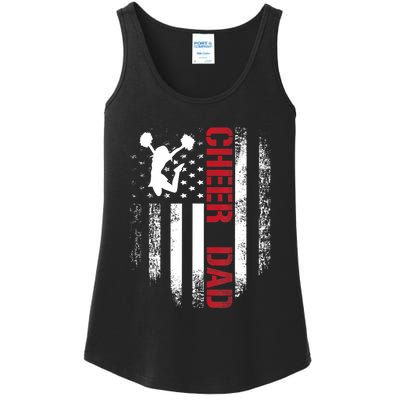 Cheer Dad Vintage American Flag Ladies Essential Tank