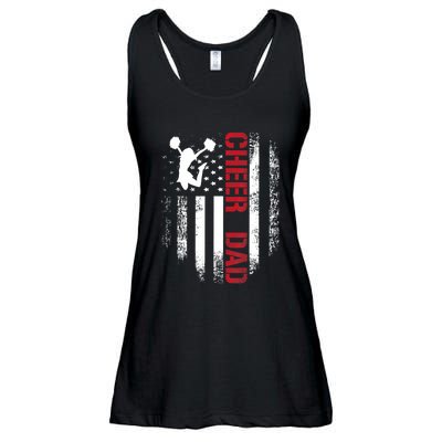 Cheer Dad Vintage American Flag Ladies Essential Flowy Tank