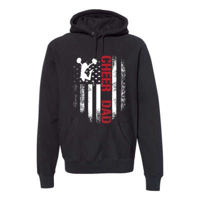 Cheer Dad Vintage American Flag Premium Hoodie