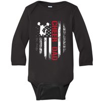 Cheer Dad Vintage American Flag Baby Long Sleeve Bodysuit