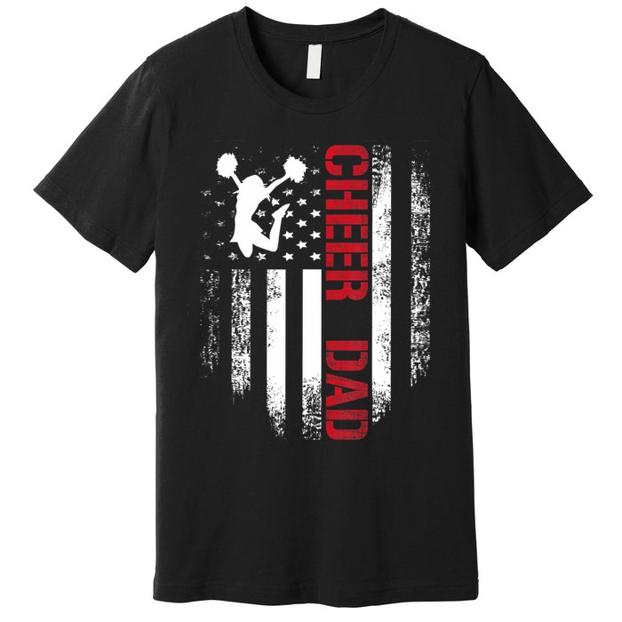 Cheer Dad Vintage American Flag Premium T-Shirt