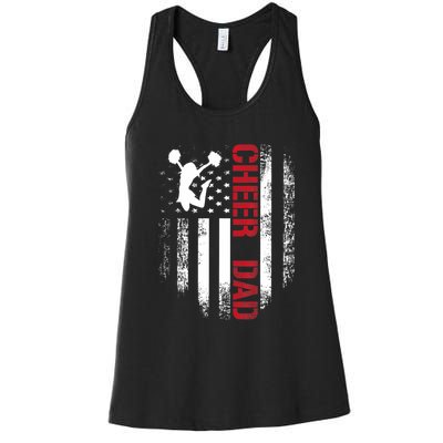 Cheer Dad Vintage American Flag Women's Racerback Tank